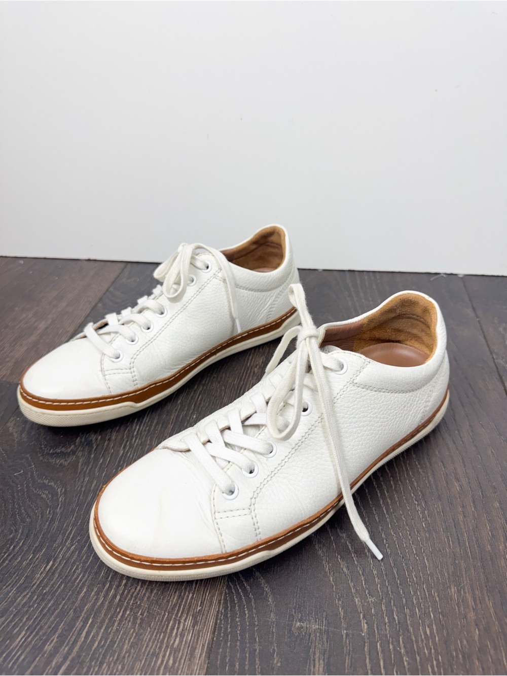 Allen Edmonds Porter White Pebble Grain Leather Derby Sneaker Men Size 7 D 50994